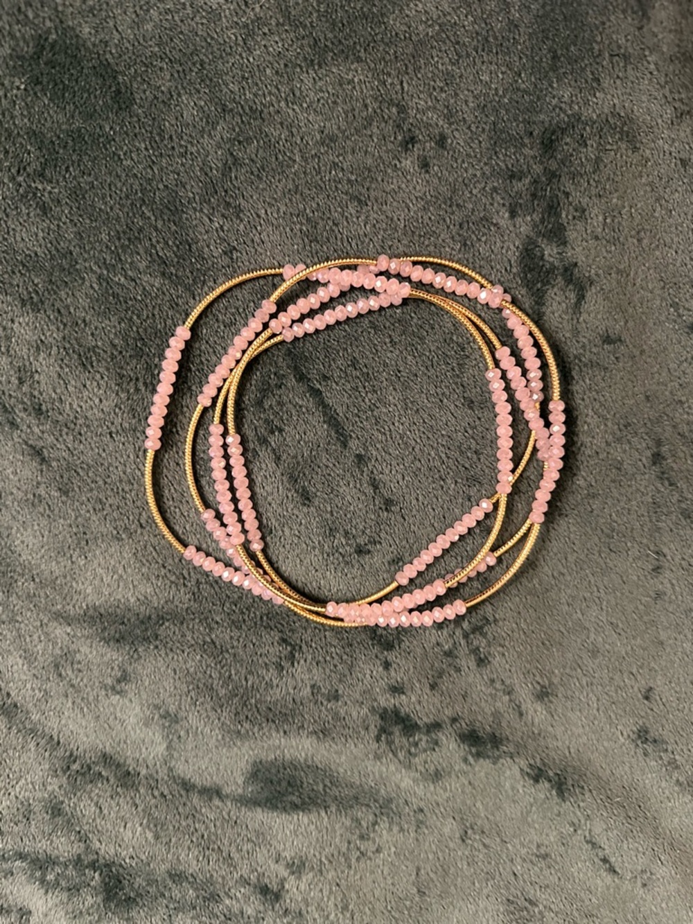 Gold & Pink Beaded Multi-Strand Bracelet